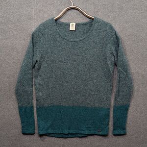 Timberland Lambswool Sweater Womens Medium Pullover Colorblock Blue Green Modern